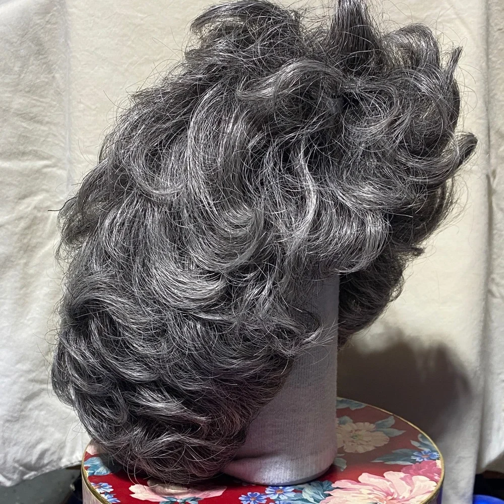 Lux Short Curly Silver Gray Women's Wig